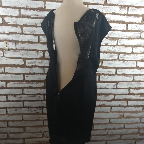 BCBG Generation Black Dress Lace Back Sz 10 - Picture 15 of 15